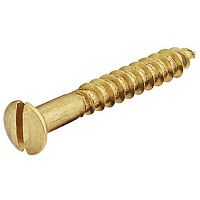 Wood screw, raised countersunk head, flat blade, DIN 95, bright brass