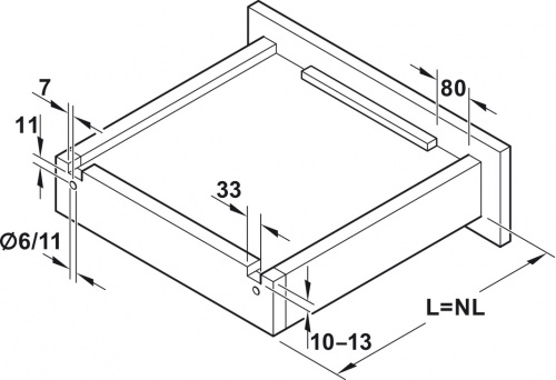 Concealed runner, Häfele Matrix Runner UM S30, full extension, load-bearing capacity up to 30 kg photo 2 Concealed runner, Häfele Matrix Runner UM S30, full extension, load-bearing capacity up to 30 kg photo 2