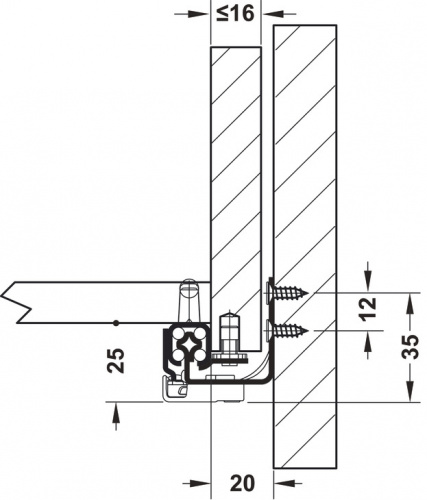 Concealed runner, Häfele Matrix Runner UM S25, single extension, load-bearing capacity up to 25 kg photo 2 Concealed runner, Häfele Matrix Runner UM S25, single extension, load-bearing capacity up to 25 kg photo 2
