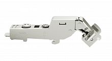 Concealed hinge, Häfele Metalla 310 A/SM 110°, half overlay, for narrow aluminium frame profiles 19–24 mm, with spring, without soft close, nickel plated