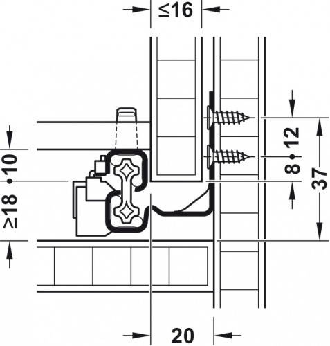 Concealed runner, Häfele Matrix Runner UM S30, full extension, load-bearing capacity up to 30 kg photo 3 Concealed runner, Häfele Matrix Runner UM S30, full extension, load-bearing capacity up to 30 kg photo 3