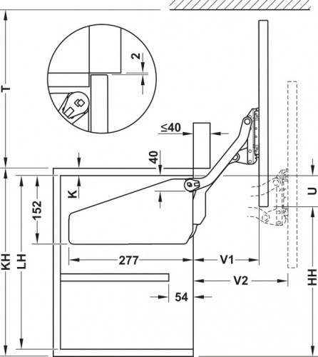 Lift-up front fitting, Häfele Free Up photo 5