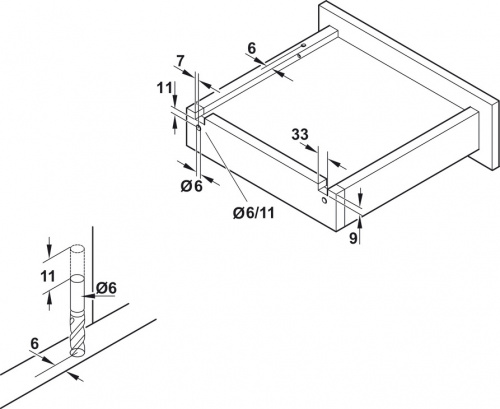 Concealed runner, Häfele Matrix Runner UM S25, single extension, load-bearing capacity up to 25 kg photo 3 Concealed runner, Häfele Matrix Runner UM S25, single extension, load-bearing capacity up to 25 kg photo 3