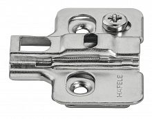 Cruciform mounting plate, Häfele Metalla 310 SM, quick-fixing system, height adjustment ±2 mm via eccentric, for chipboard screws, distance 2 mm
